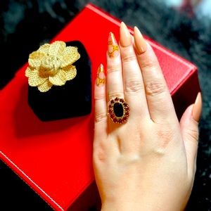 Vintage Large Natural Garnet Ring 14KT GOLD